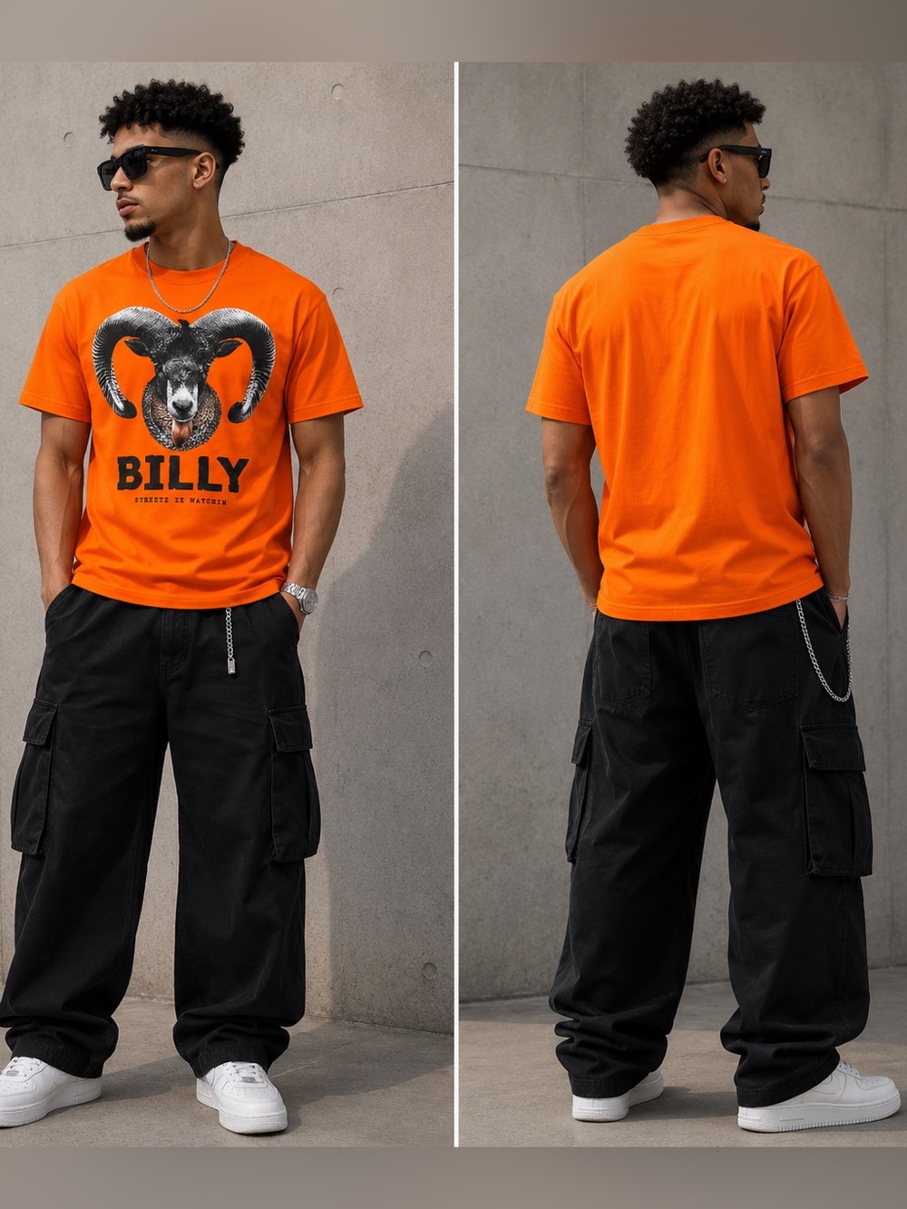 New Streetz Iz Watching Mens Billy Goat SS Tee Orange - L